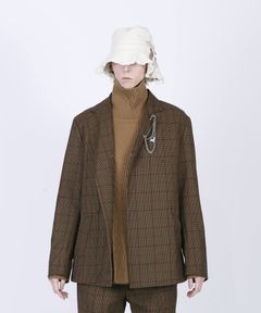 チェック柄 テーラード ジェケット / MINIMAL CHECK JACKET / ブラウン
