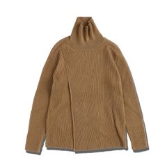 スリット入り タートルニット / SLIT HIGH NECK KNIT / ブラウン