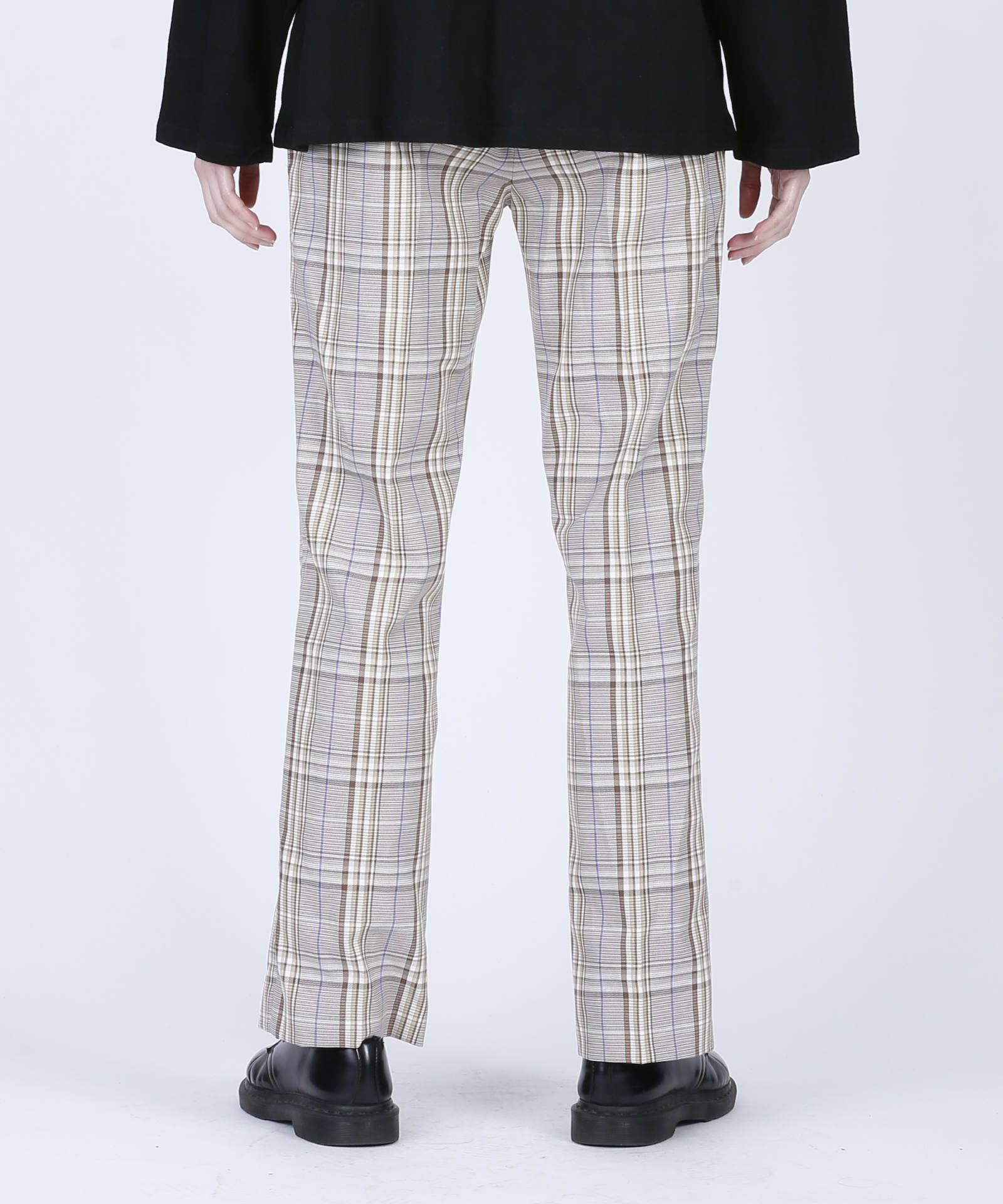 センタースリット入り スラックス / SLIT CHECK SLACKS / ベージュ