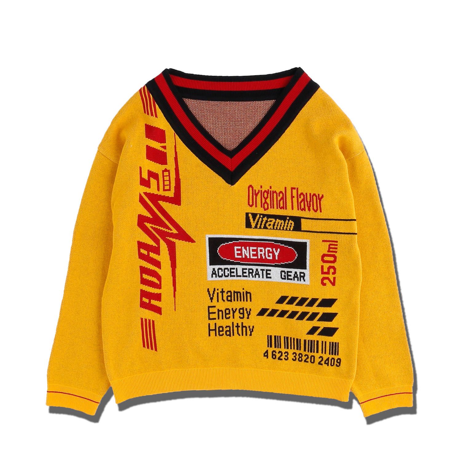 エナジードリンク Vネック ニット / ENERGY DRINK KNIT / イエロー