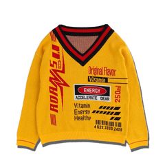 エナジードリンク Vネック ニット / ENERGY DRINK KNIT / イエロー