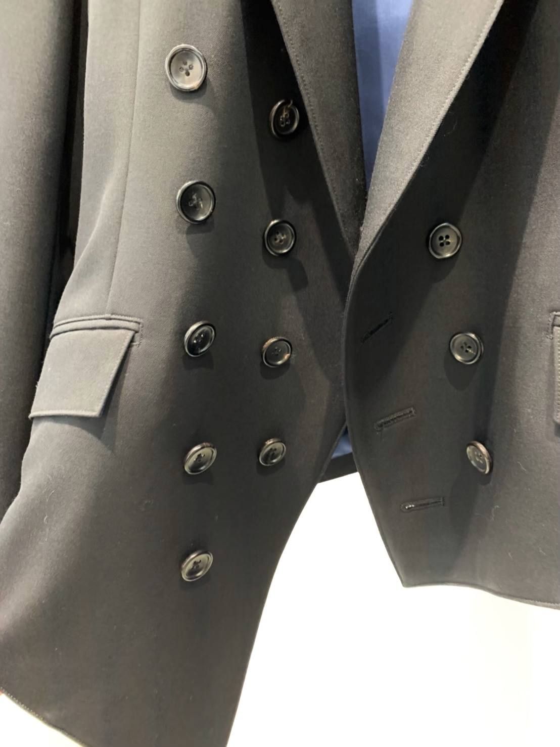 ウールギャバジン ダブルジャケット / Gabardine double jacket / ブラック × ネイビー