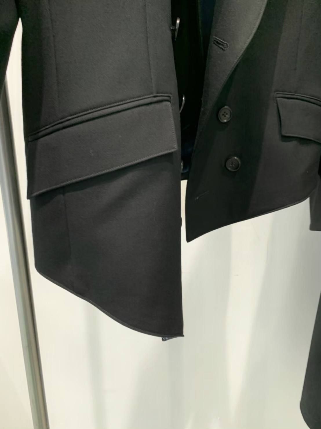 ウールギャバジン ダブルジャケット / Gabardine double jacket / ブラック × ネイビー