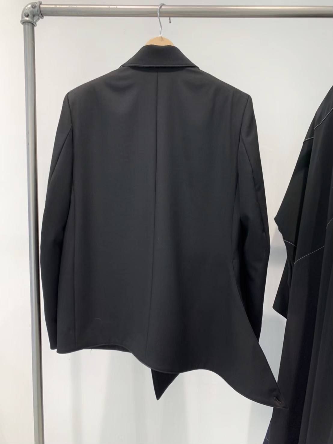 ウールギャバジン ダブルジャケット / Gabardine double jacket / ブラック × ネイビー