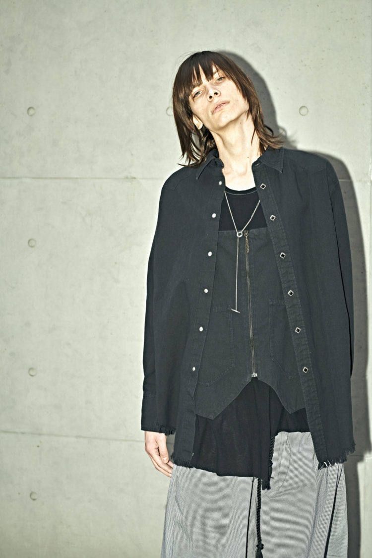 変形フリンジ ウエスタンシャツ WESTERN SHIRT - BLACK