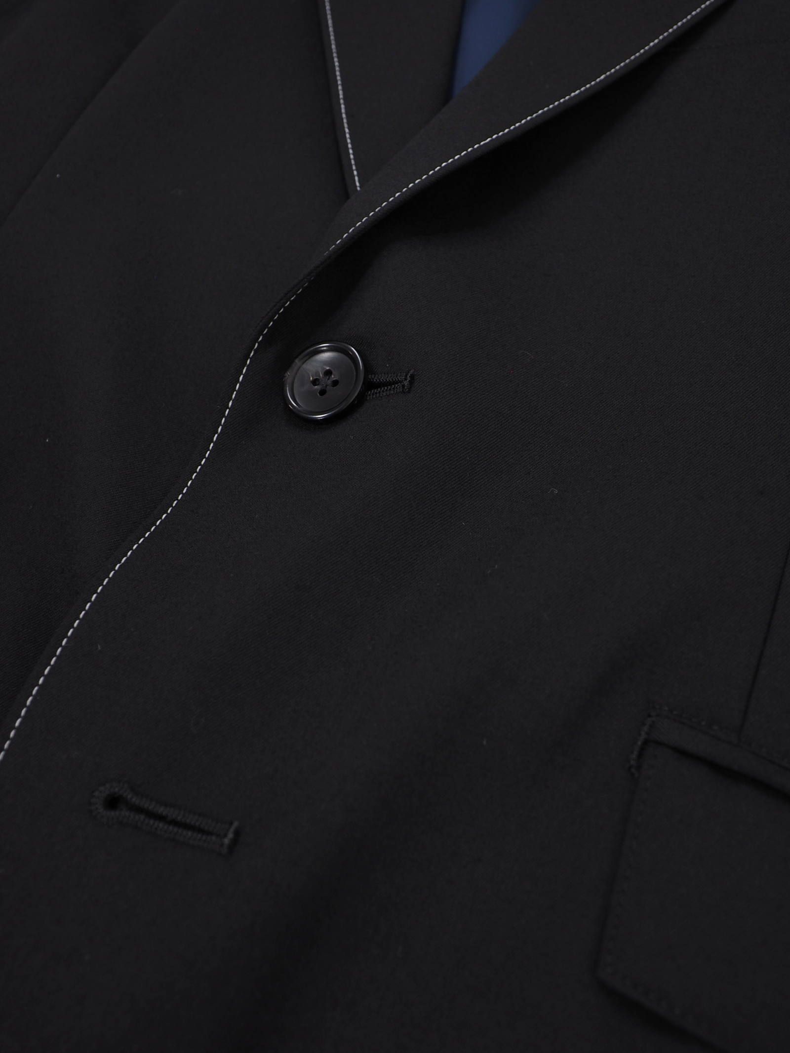 ウールギャバジン 3ピース ベスト / Gabardine 3lapel vest / ブラック × ネイビー