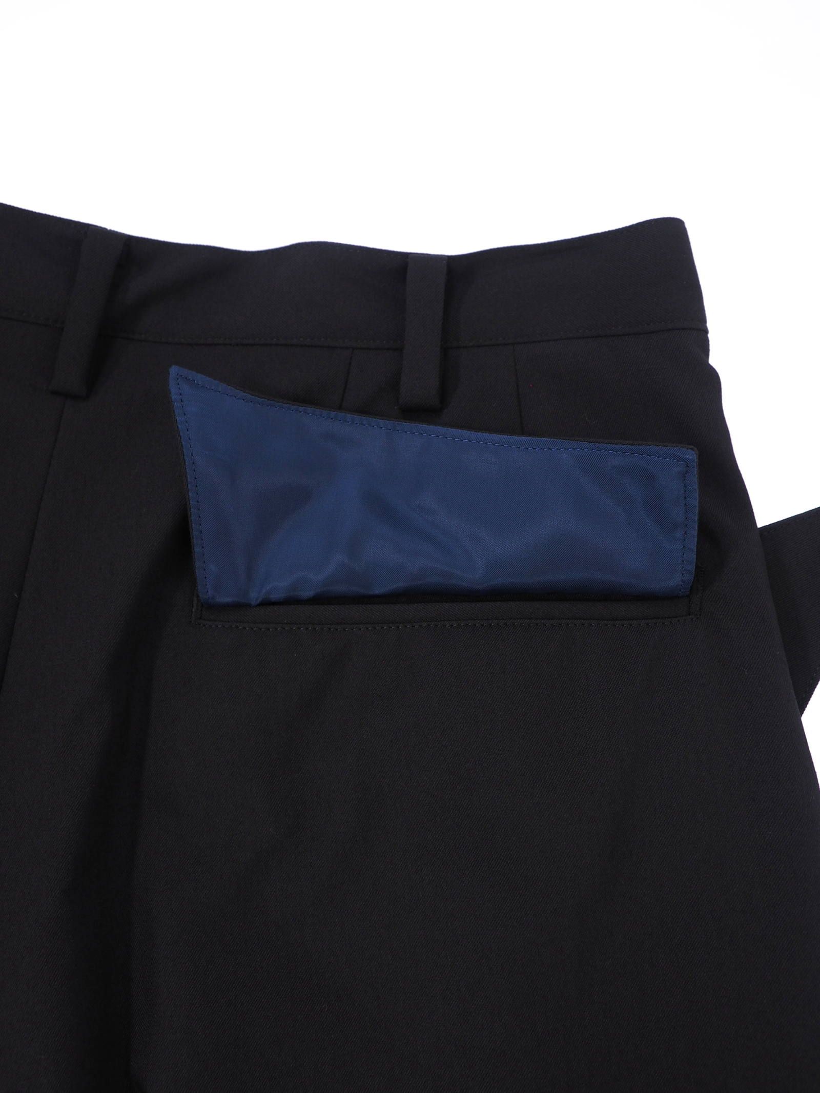 ウールギャバジン ブーツカットパンツ スラックス / Gabardine boot cut pants / ブラック × ネイビー