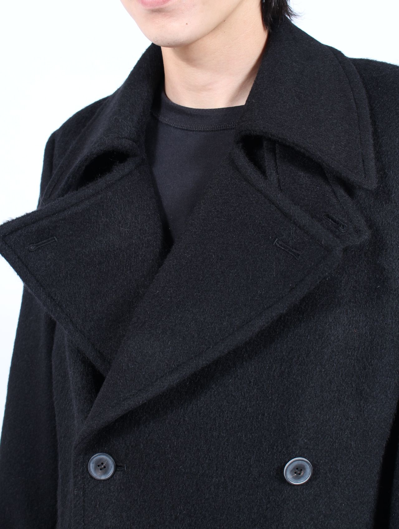 【25AW】 ダブル ブレステッド コート / DOUBLE BREASTED COAT / BLACK(ブラック)
