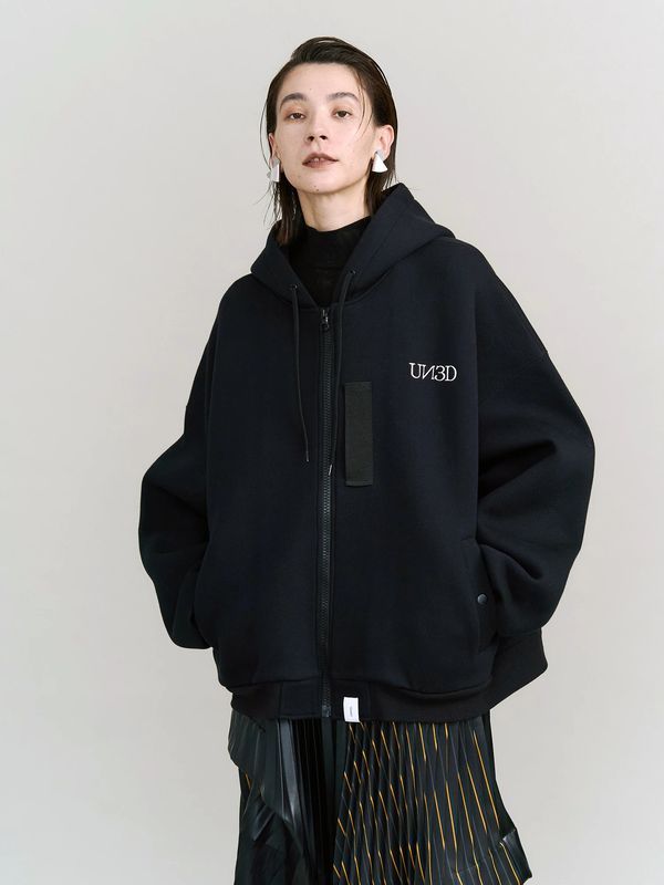 【26AW】 ミリタリー ジップ フーディー / MILITARY ZIP HOODIE / ブラック