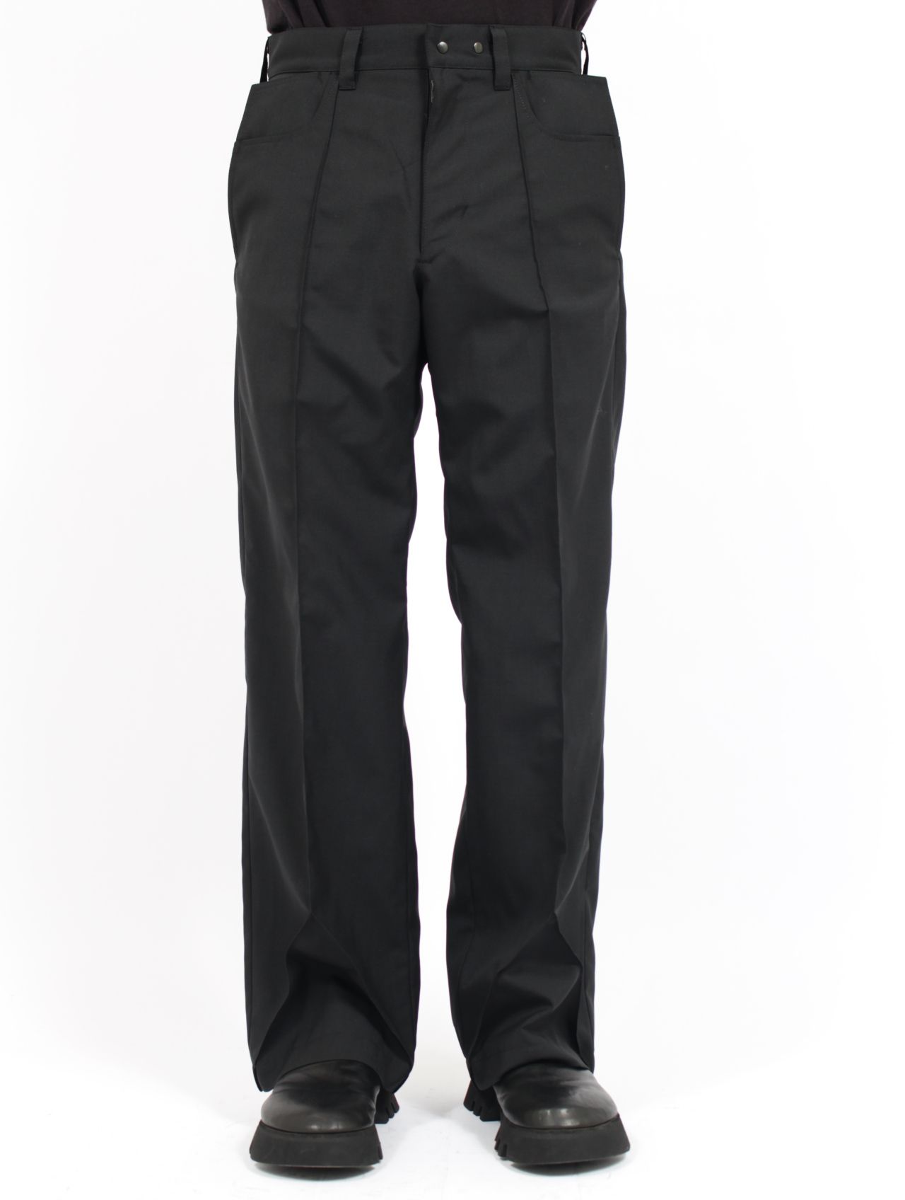 【26SS】ウール ストレート トラウザーズ スラックス / YTRS / ブラック