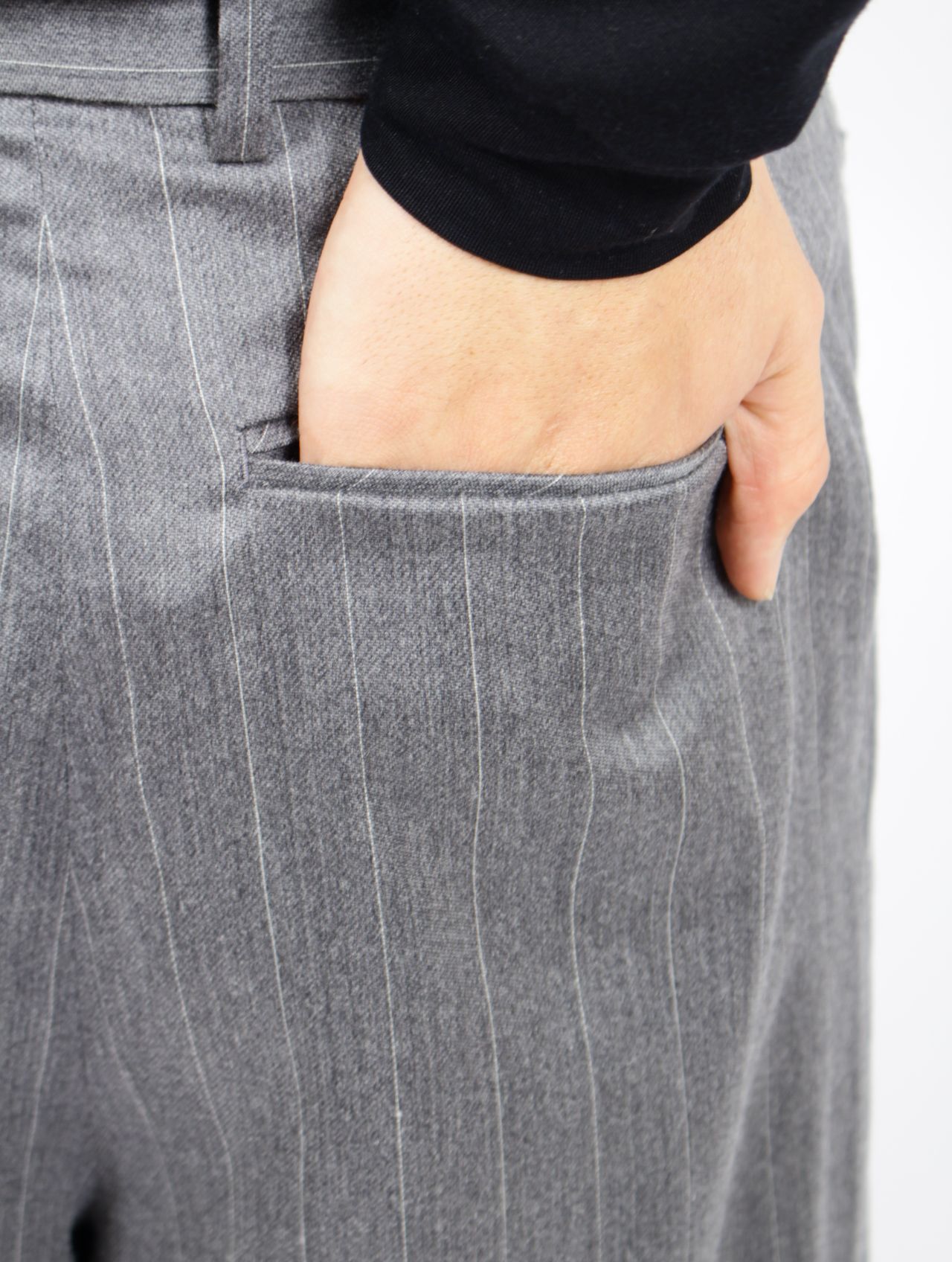 【26SS】ストライプ ラップ パンツ / WRAP PANTS / グレー