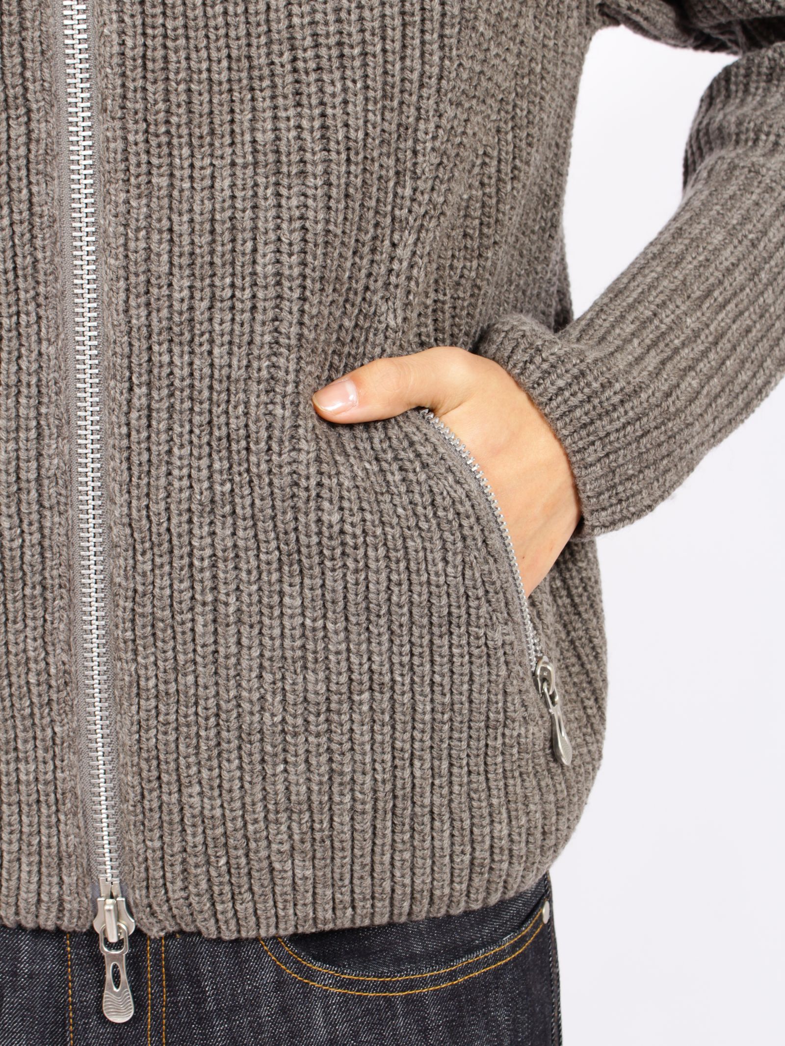 【26AW】ドライバーズ ジップ アップ セーター ニット セーター / DRIVERS ZIP UP SWEATER / TAUPE MELANGE(ブラウン)