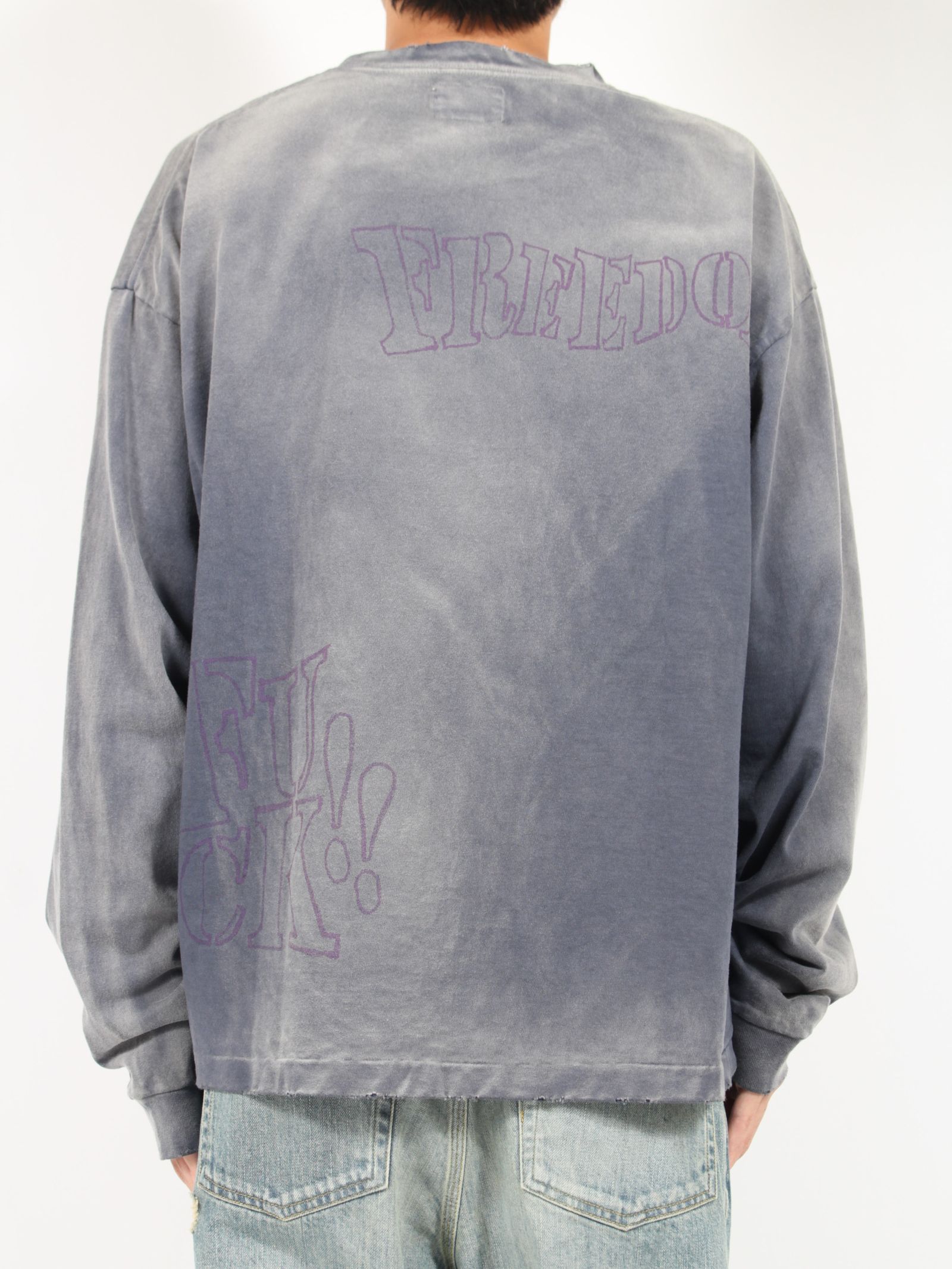 【24AW】クレヨン ブリーチド ロングスリーブ Tシャツ / "CRAYON" BREACHED L/S TEE / ネイビー
