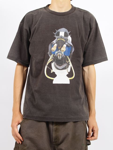 【25AW】佃弘樹 Toby Mixed media グラフィック Tシャツ 半袖 カットソー / Hiroki Tsukuda ART T-SHIRTS / ブラック