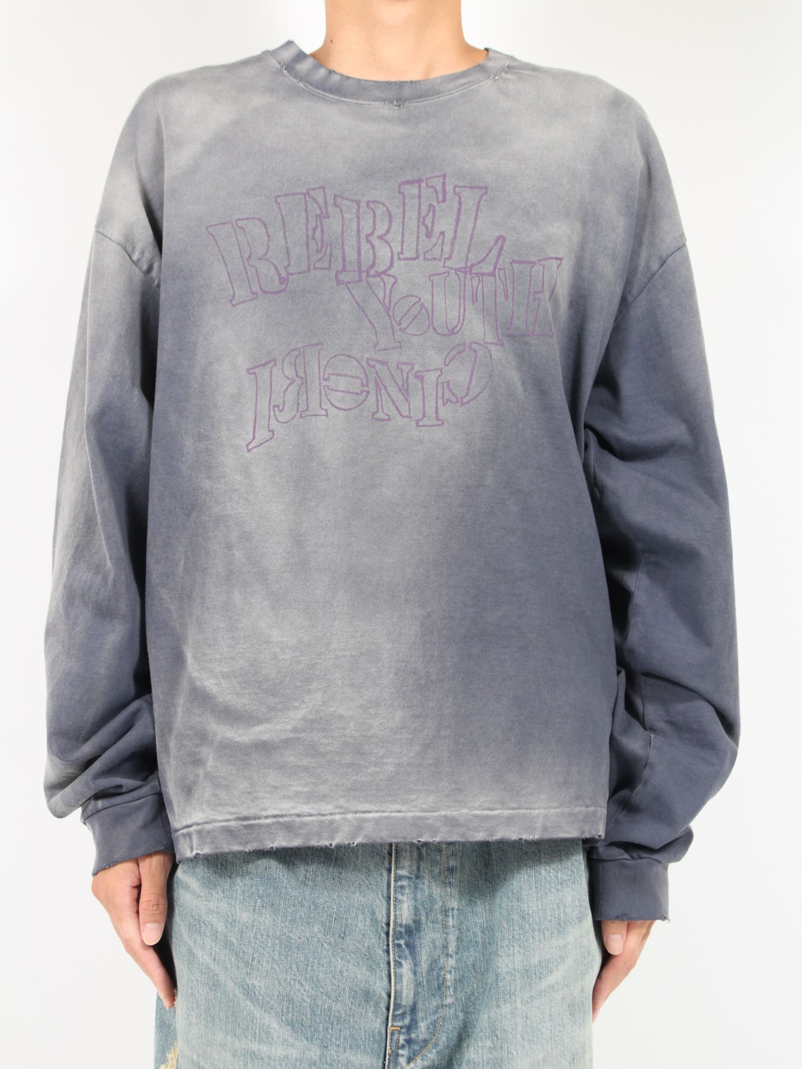 【24AW】クレヨン ブリーチド ロングスリーブ Tシャツ / "CRAYON" BREACHED L/S TEE / ネイビー