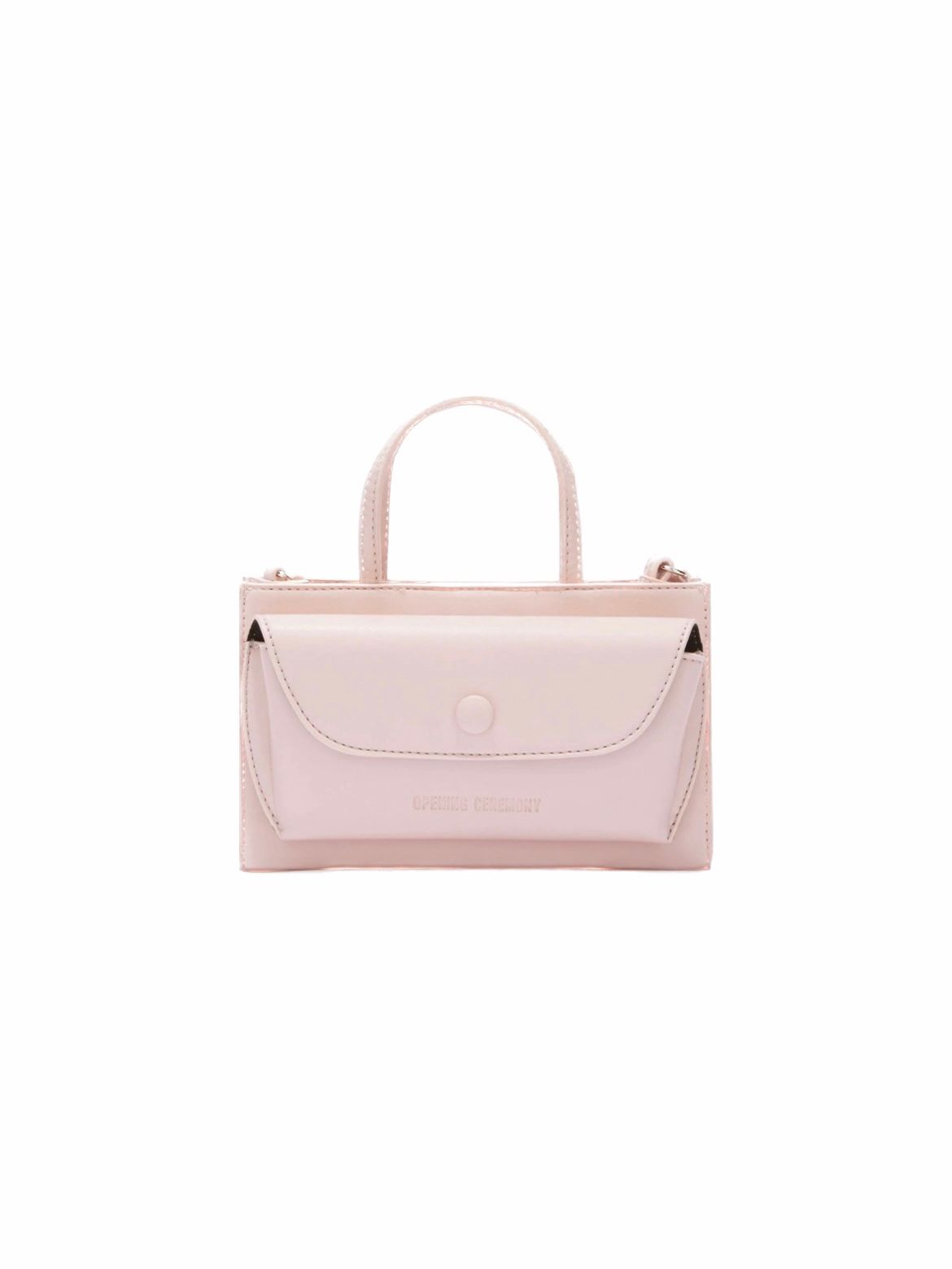 ミニ  フェイクレザー バッグ / FAUX LEATHER RAZOR CLAM BAG / ピンク
