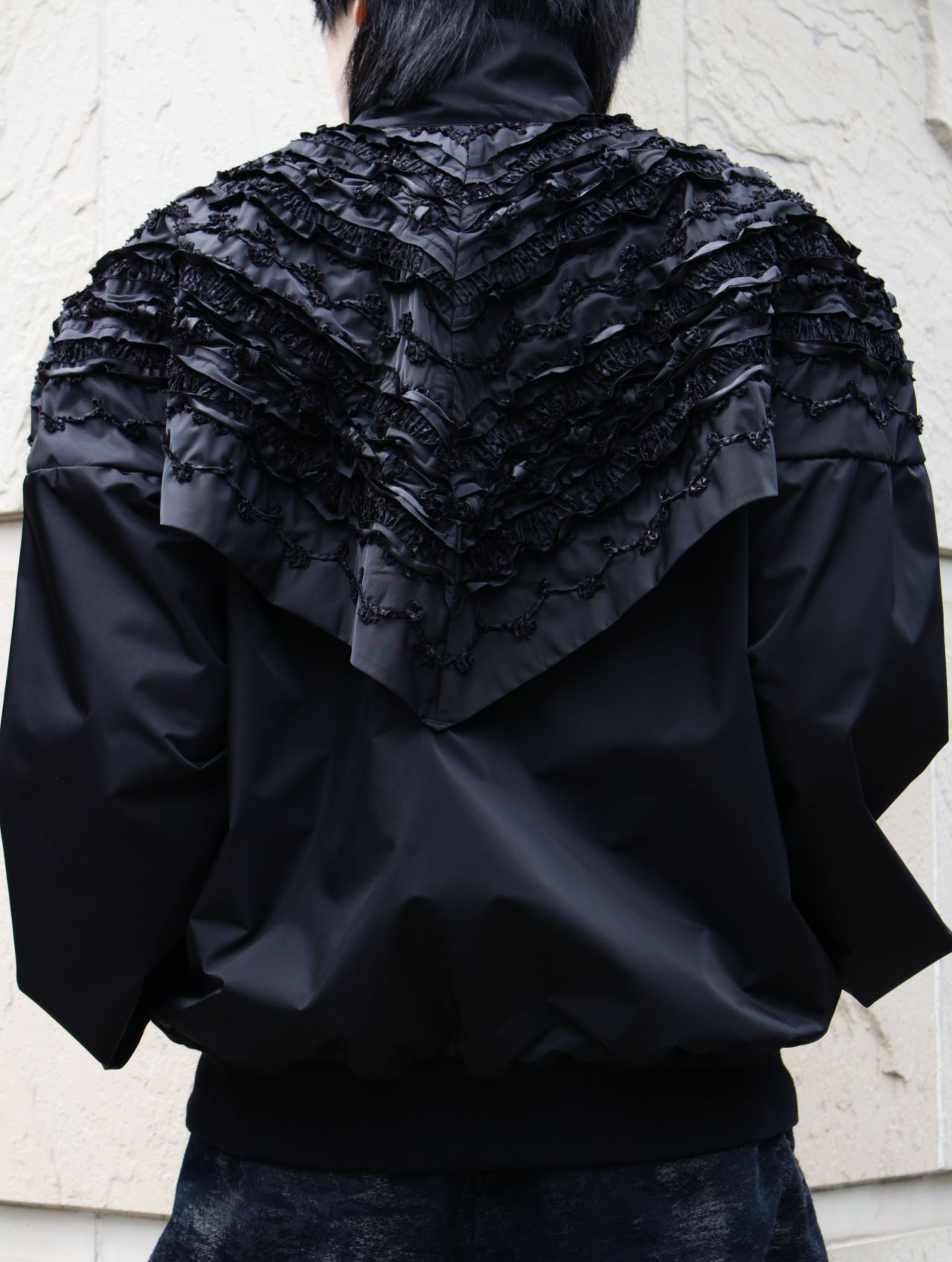 【25SS】シャーリング ドックイヤー ジャケット / SHIRRING DOG-EAR JACKET / ブラック