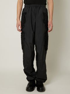 【24AW】テープ刺繍 ウインドブレーカー トラウザー ナイロン パンツ / EMBROIDERY PANTS / ブラック