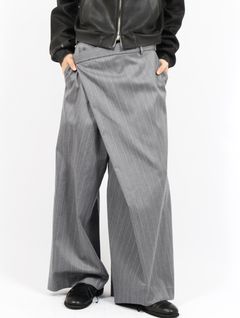 【26SS】ストライプ ラップ パンツ / WRAP PANTS / グレー