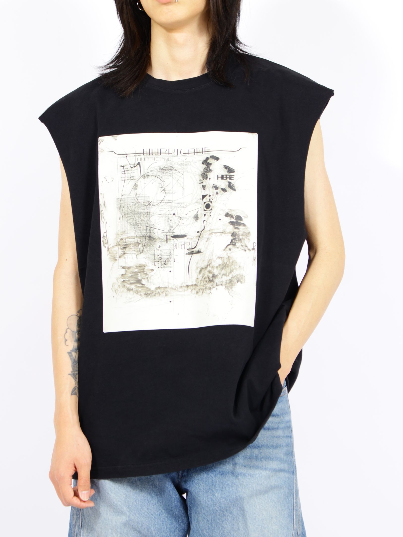 【26SS】ハリケーン グラフィック ノースリーブ Tシャツ / HURRICANE GRAPHIC N/S TEE / ブラック