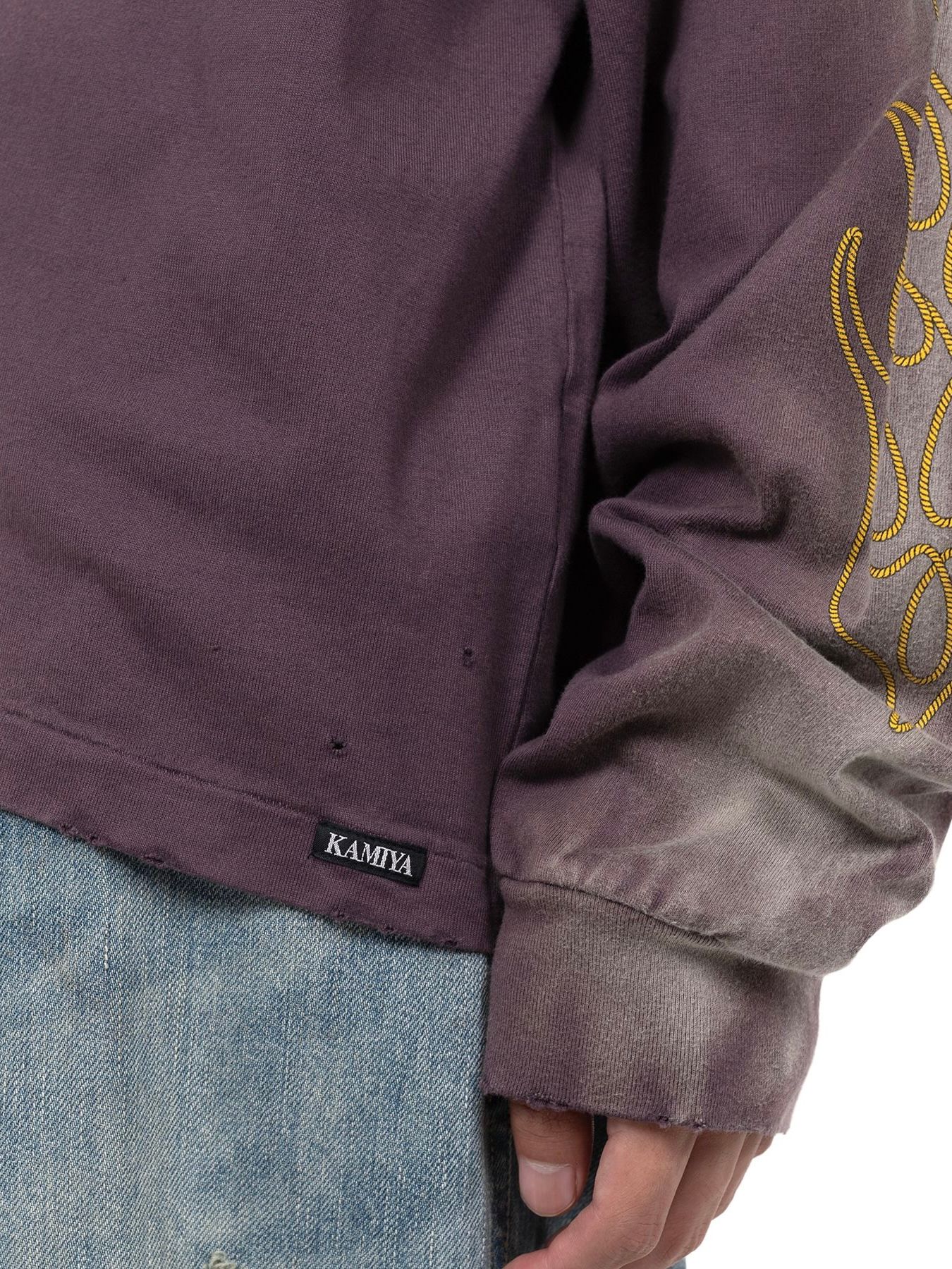 【24AW】ロープ ブリーチド ロングスリーブ Tシャツ / "ROPE" BREACHED L/S TEE / ブラウン