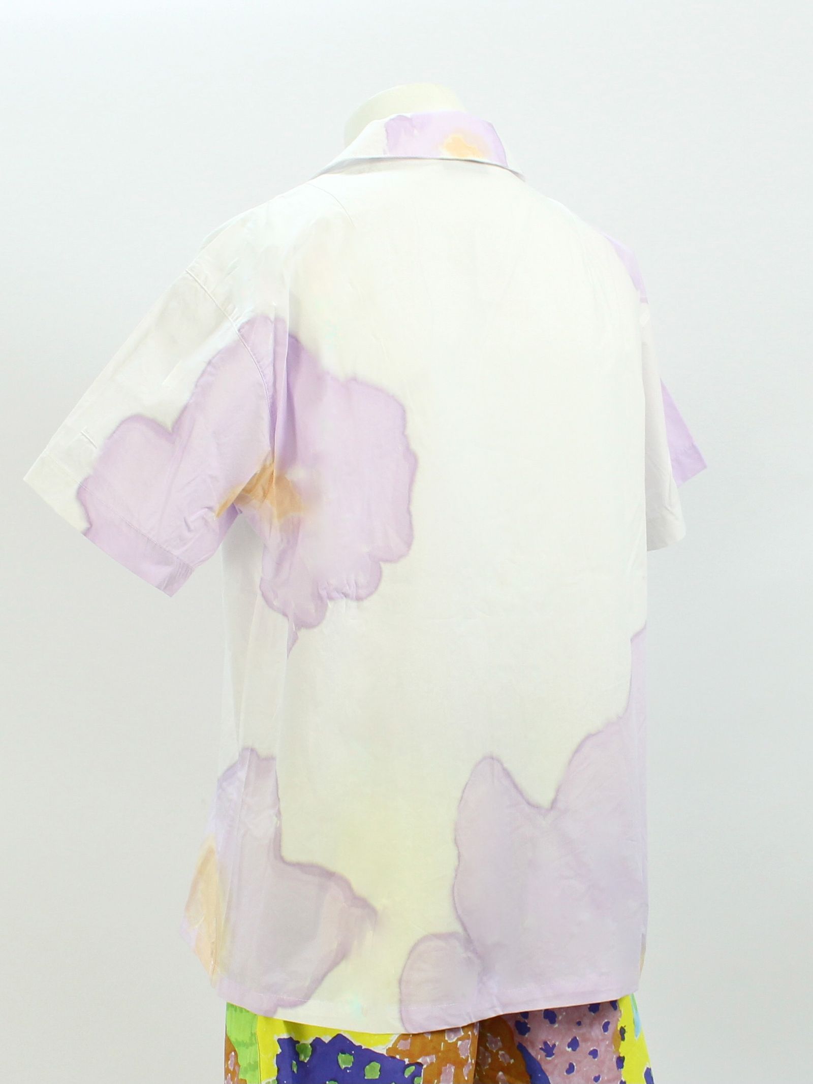 ランダムペイント オープンカラーシャツ / WATERCOLOR PAINT T-SHIRT / ホワイト × マルチ