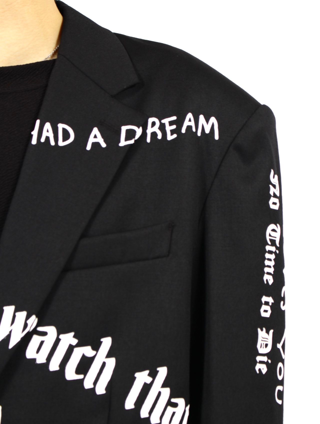 【25AW】"タトゥー" プリント テーラード ジャケット / "TATTOO" PRINTED TAILORED JACKET / ブラック