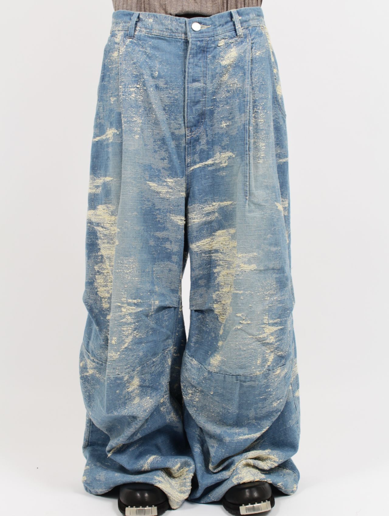 【25AW】デニム デザイン トラウザーズ ワイドパンツ / DESIGN TROUSERS / インディゴブリーチ