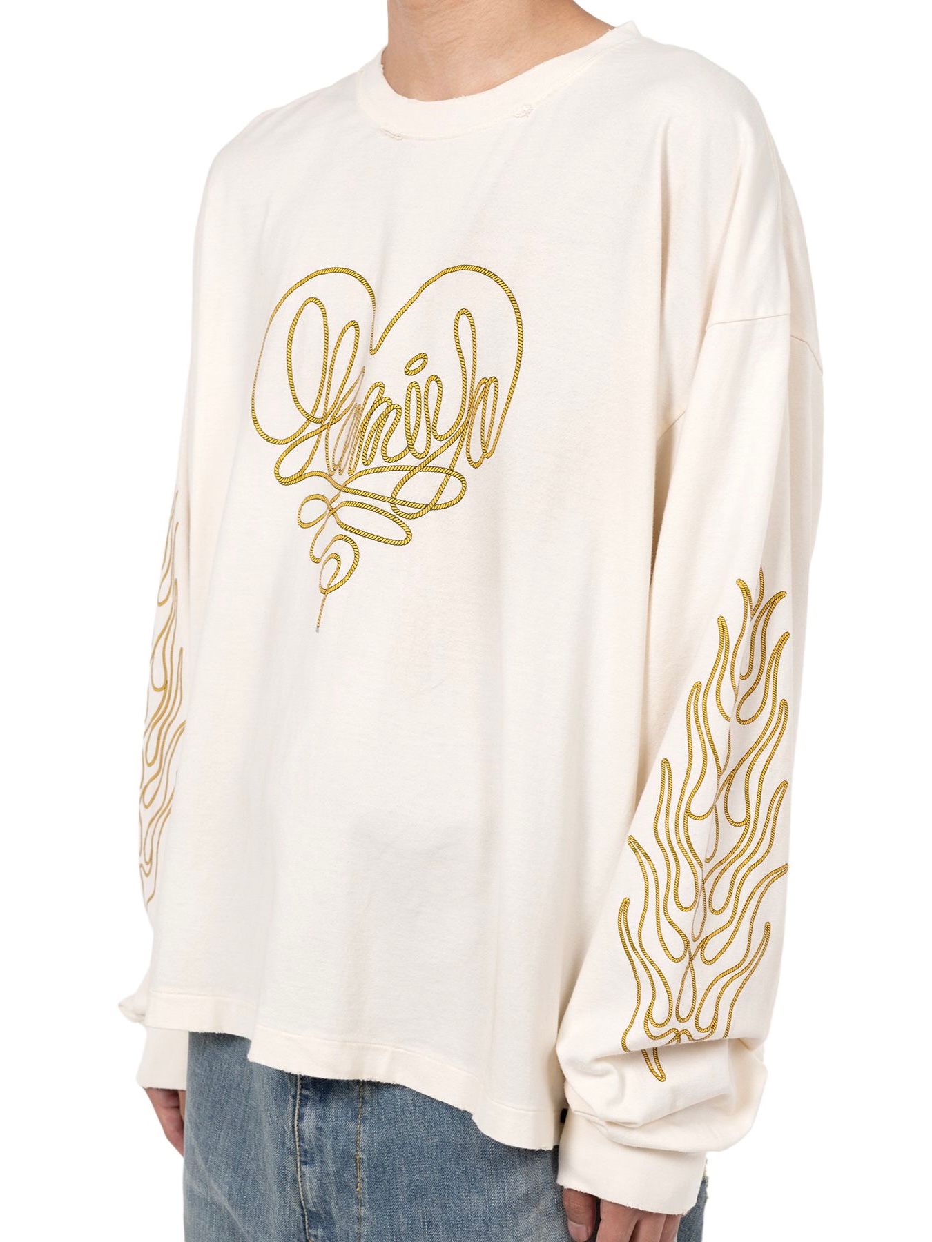 【24AW】ロープ ブリーチド ロングスリーブ Tシャツ / "ROPE" BREACHED L/S TEE / ホワイト