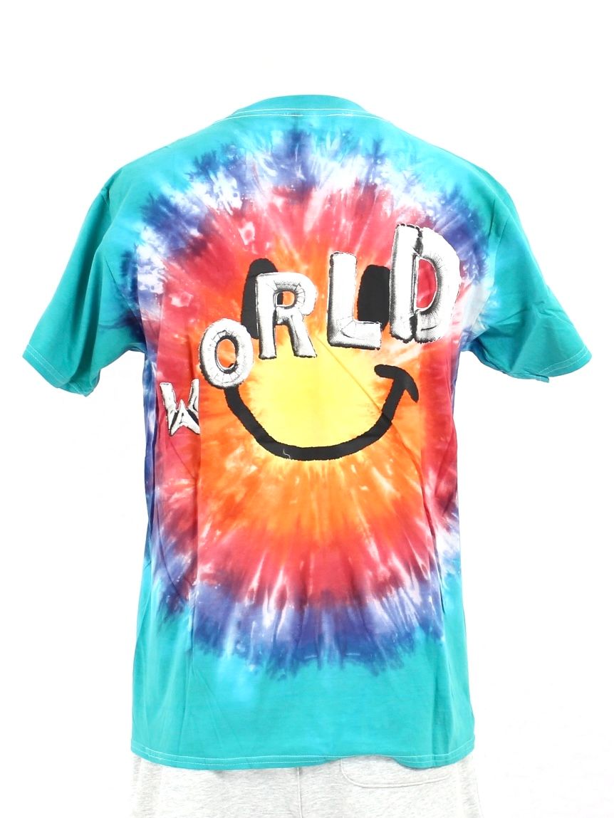 バックプリントワールドスマイル タイダイTシャツ / TRAVIS SCOTT ASTROWORLD SMILY TEE / グリーン × マルチカラー