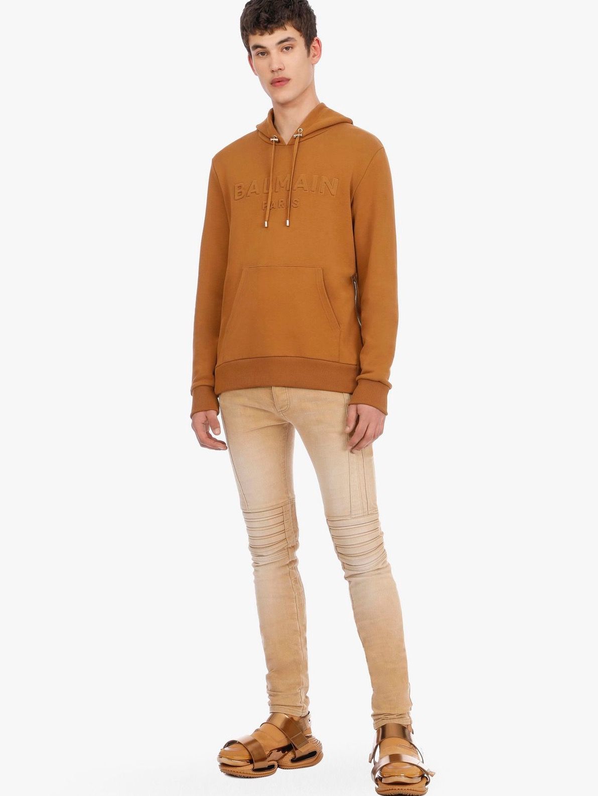 エンボスロゴ サイドジップ パーカー BH2 C&S HOODIE / キャメル