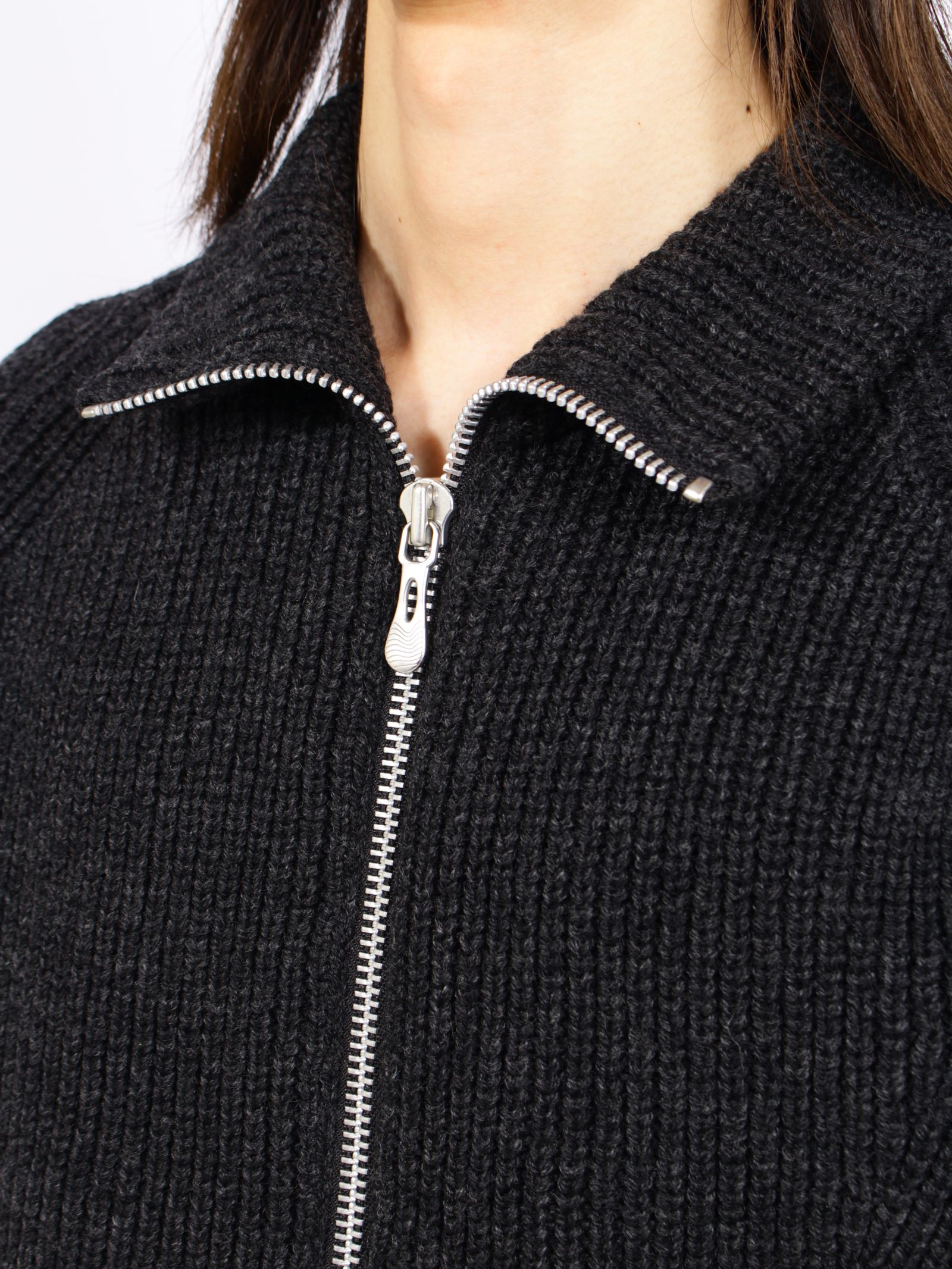 【26AW】ドライバーズ ジップ アップ セーター ニット セーター / DRIVERS ZIP UP SWEATER / BLACK MELANGE(ブラック)