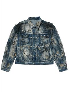 【25AW】ハードウォッシュド ダメージ デニム ジャケット / HARD-WASHED DAMAGED DENIM JACKET / ブルー