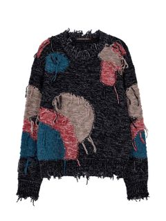【21AW】マルチカラーフリンジ クルーネックニット / BRUCE INTARSIA CREW-NECK SWEATER / ブラック