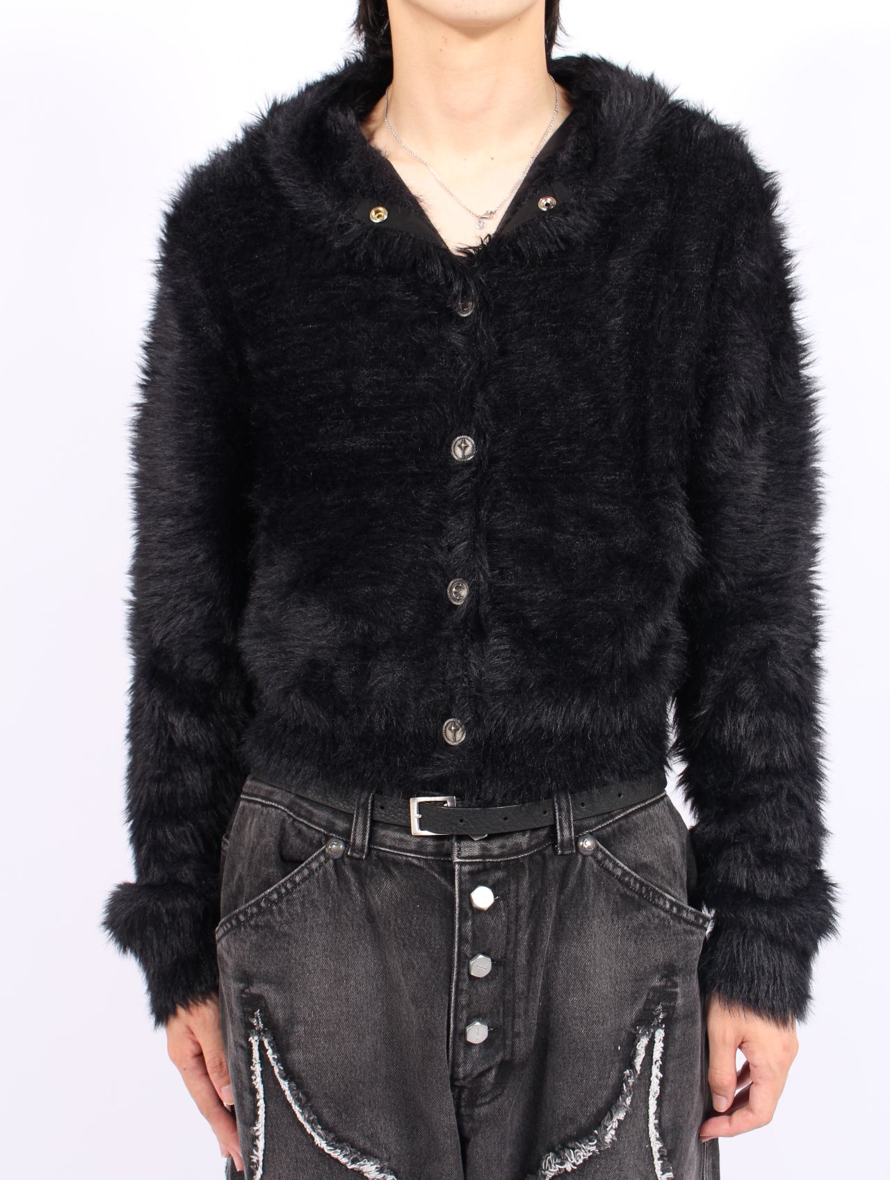 【25AW】キメラ ファー フーディー パーカー / CHIMERA FUR HOODED ZIP-UP / ブラック