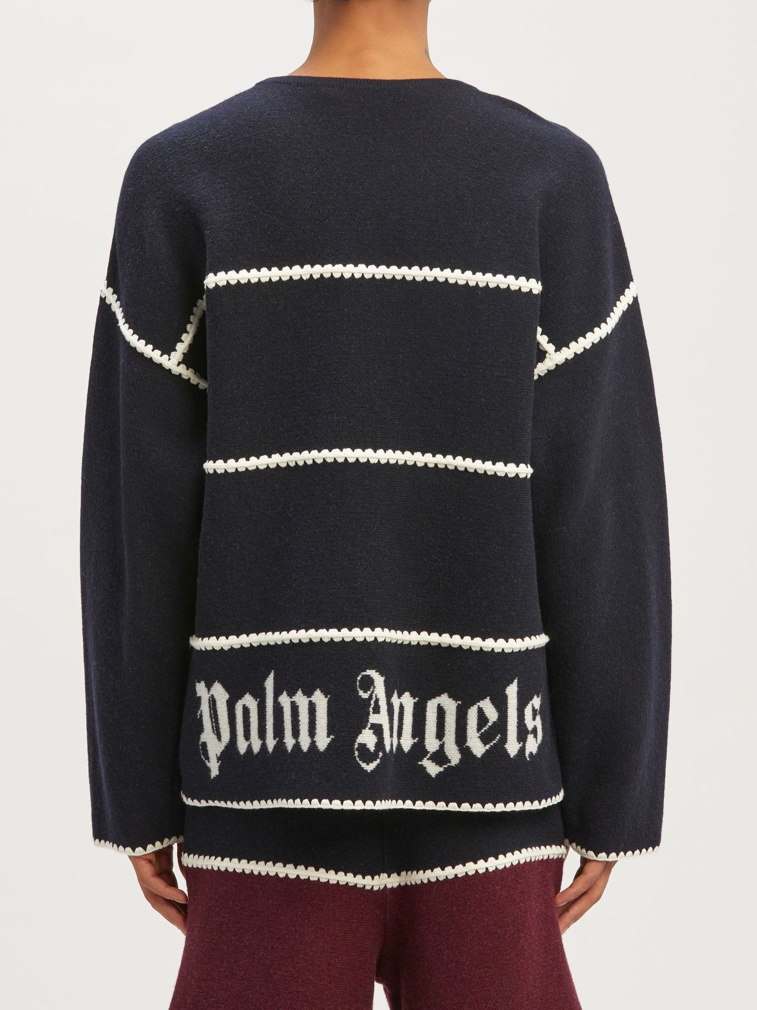 PALM ANGELS - 【23AW】ストライプ PAロゴ セーター / PA MONOGRAM STRIPED SWEATER / ボルドー |  STORY