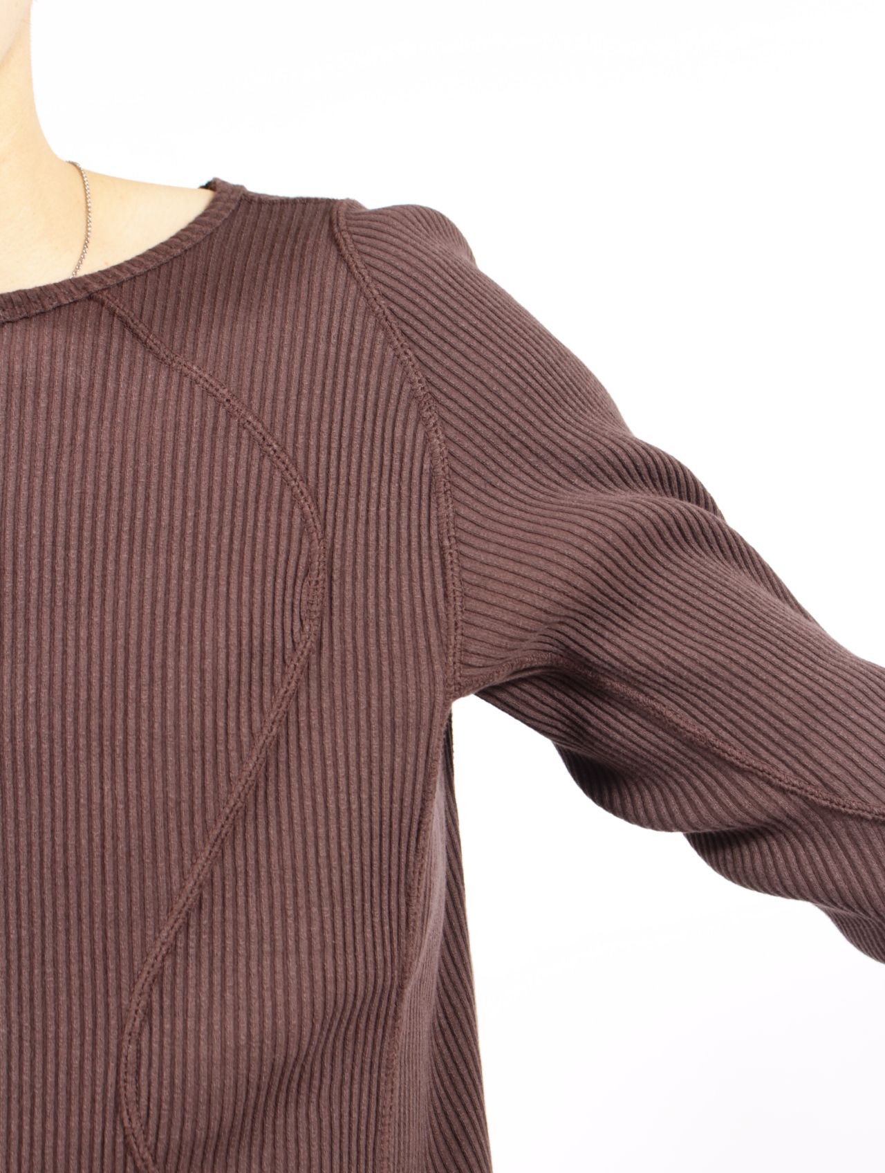 【26SS】 パネルド リブ ロングスリーブ 長袖 Tシャツ / PANELLED RIBBED LONG SLEEVE T-SHIRT / BROWN (ブラウン)