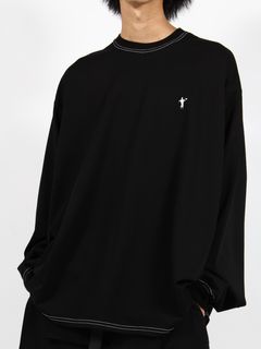 【24AW】ロングスリーブ 刺繍 Tシャツ /  "HEART COWBOY" EMBROIDERY LONG T-SHIRT / ブラック