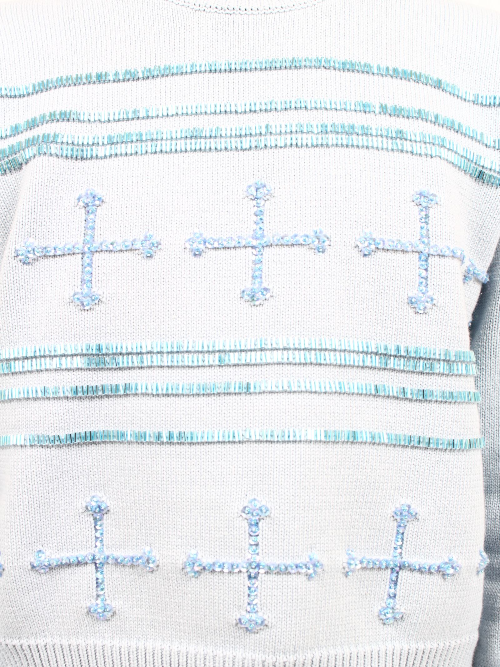 【25SS】ビジュー クロス タイト ニット / BIJOU CROSS TITE KNIT / スカイ