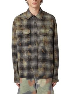 【24AW】カーブ ロゴ チェック シャツ / CURVED LOGO CHECK SHIRTS L/S / グレー×ホワイト
