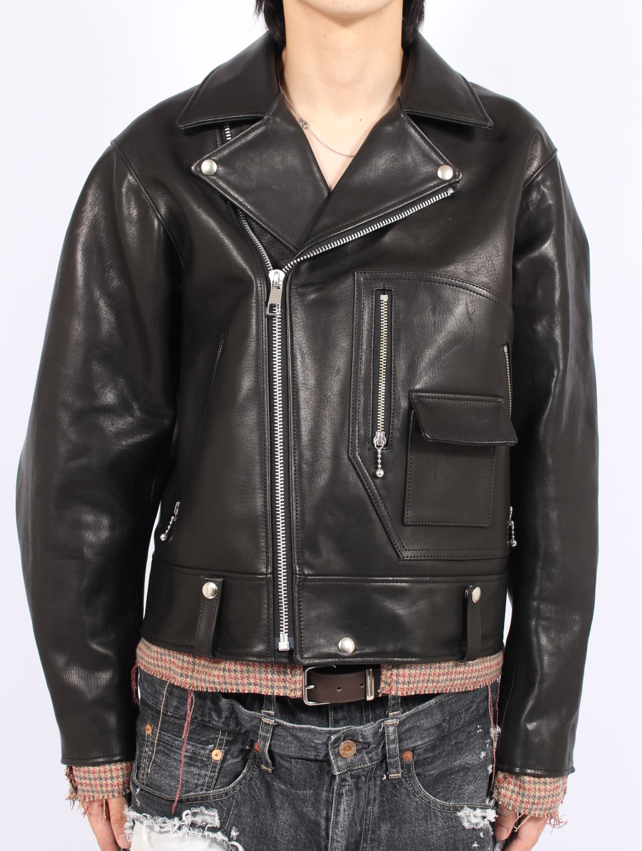 【25AW】カウレザー Dポケット ライダース / COW LEATHER D-POCKET RIDERS / ブラック