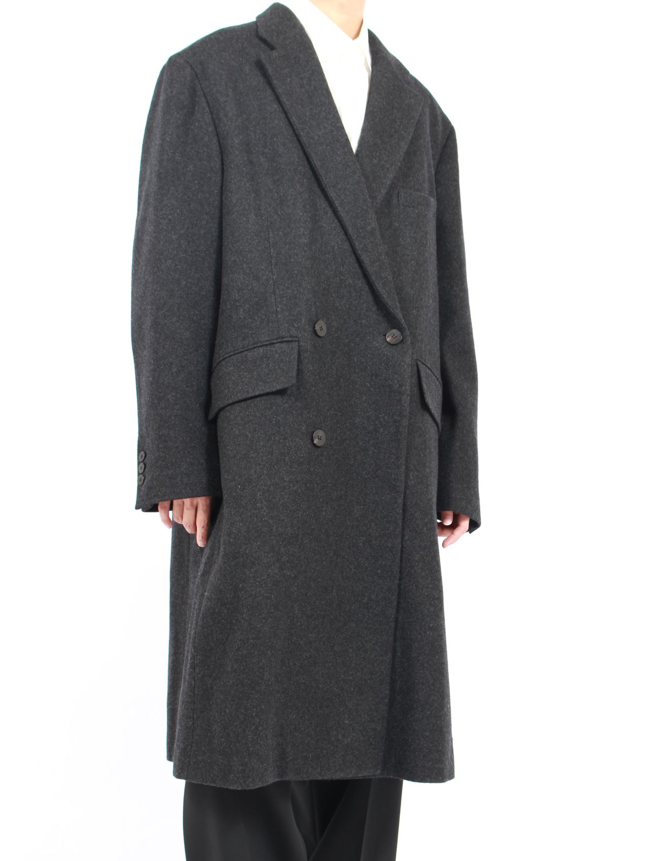 【25AW】フォグ ダブル ブレステッド コート / FOG DOUBLE BREASTED COAT / チャコール