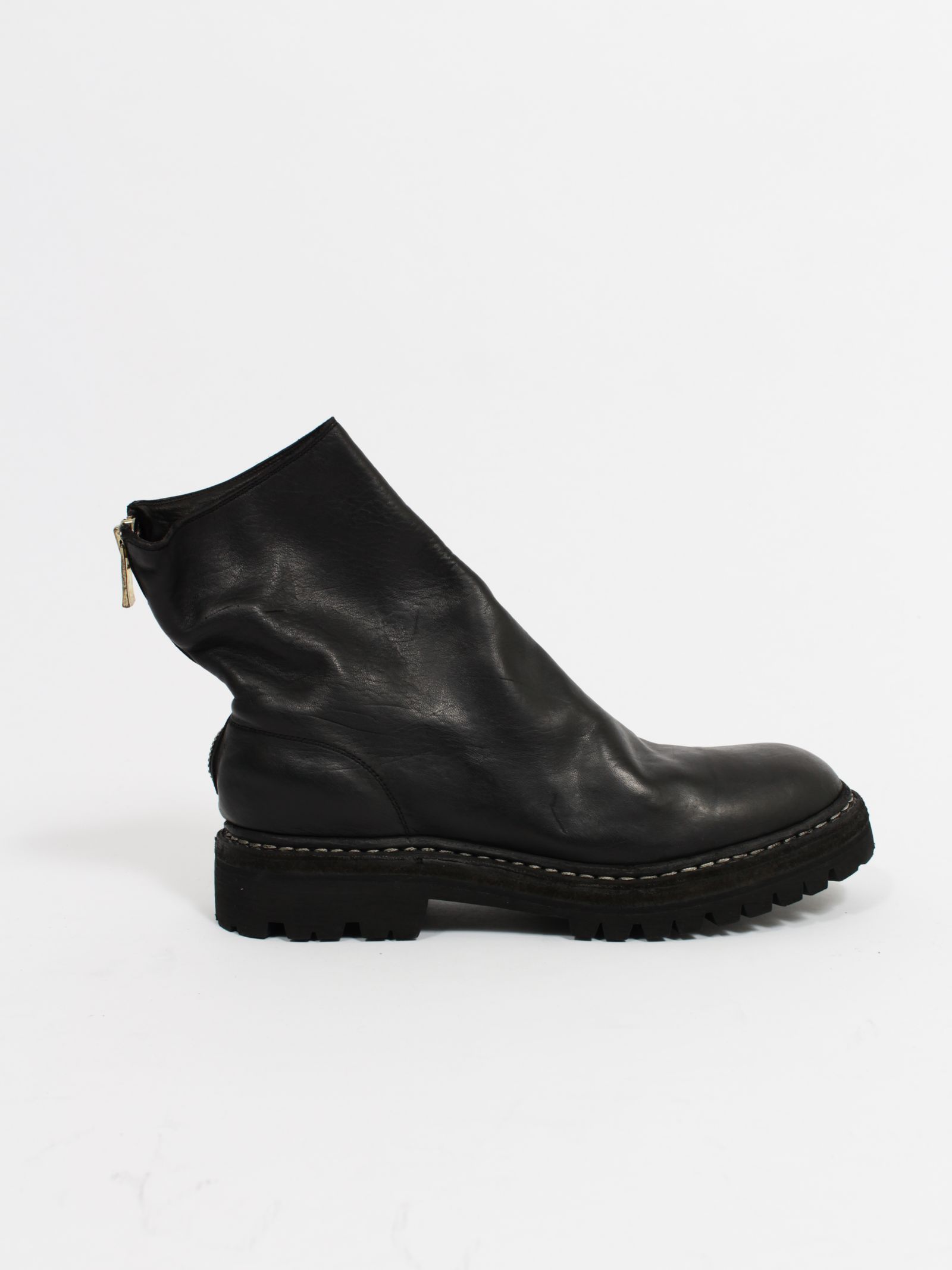 【796V_N】馬革 ホースレザー バックジップ ブーツ / HORSE FULL GRAIN  BACK ZIP BOOT / ブラック
