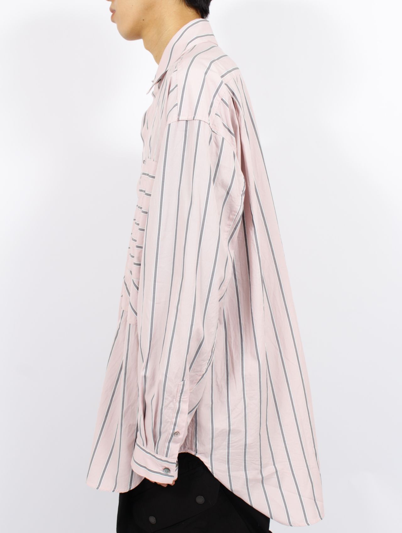 【25SS】ストライプ オーバーラップ ポケット シャツ / STRIPE OVERLAP POCKETS SHIRT.13 / ピンクストライプ