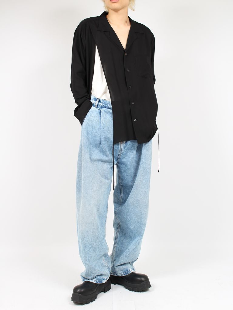 sulvam - 【24SS】開襟 パイピング シャツ / PIPING SHIRT / ブラック 