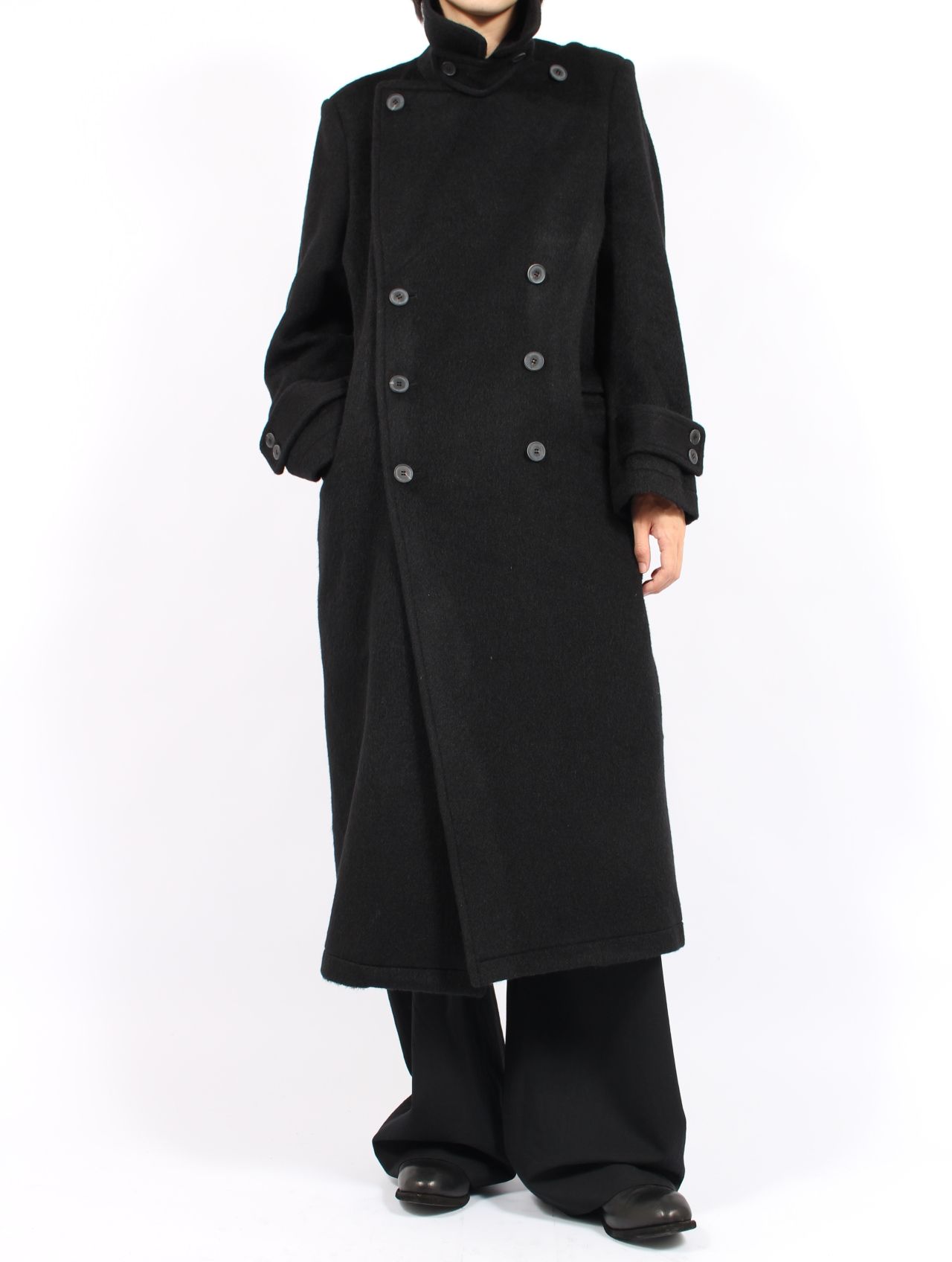 【25AW】 ダブル ブレステッド コート / DOUBLE BREASTED COAT / BLACK(ブラック)