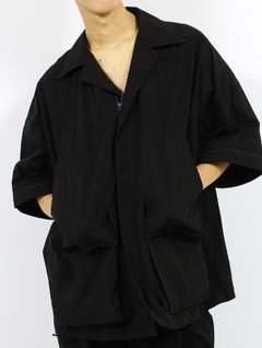【25SS】ワッシャーナイロン ハーフスリーブ ハンティング シャツ / WASHER NYLON HALF SLEEVE HUNTING SHIRT.13 / ブラック