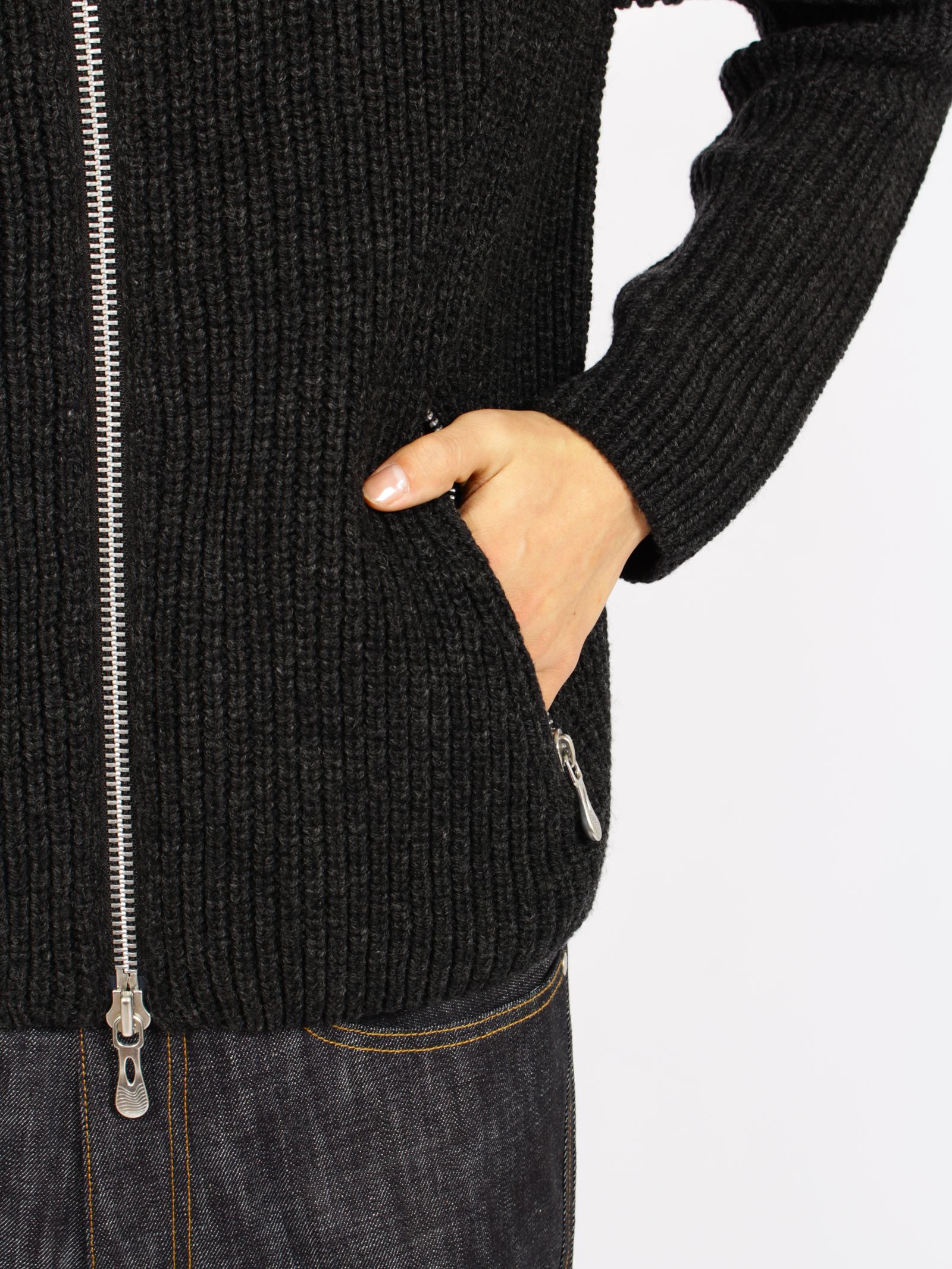【26AW】ドライバーズ ジップ アップ セーター ニット セーター / DRIVERS ZIP UP SWEATER / BLACK MELANGE(ブラック)