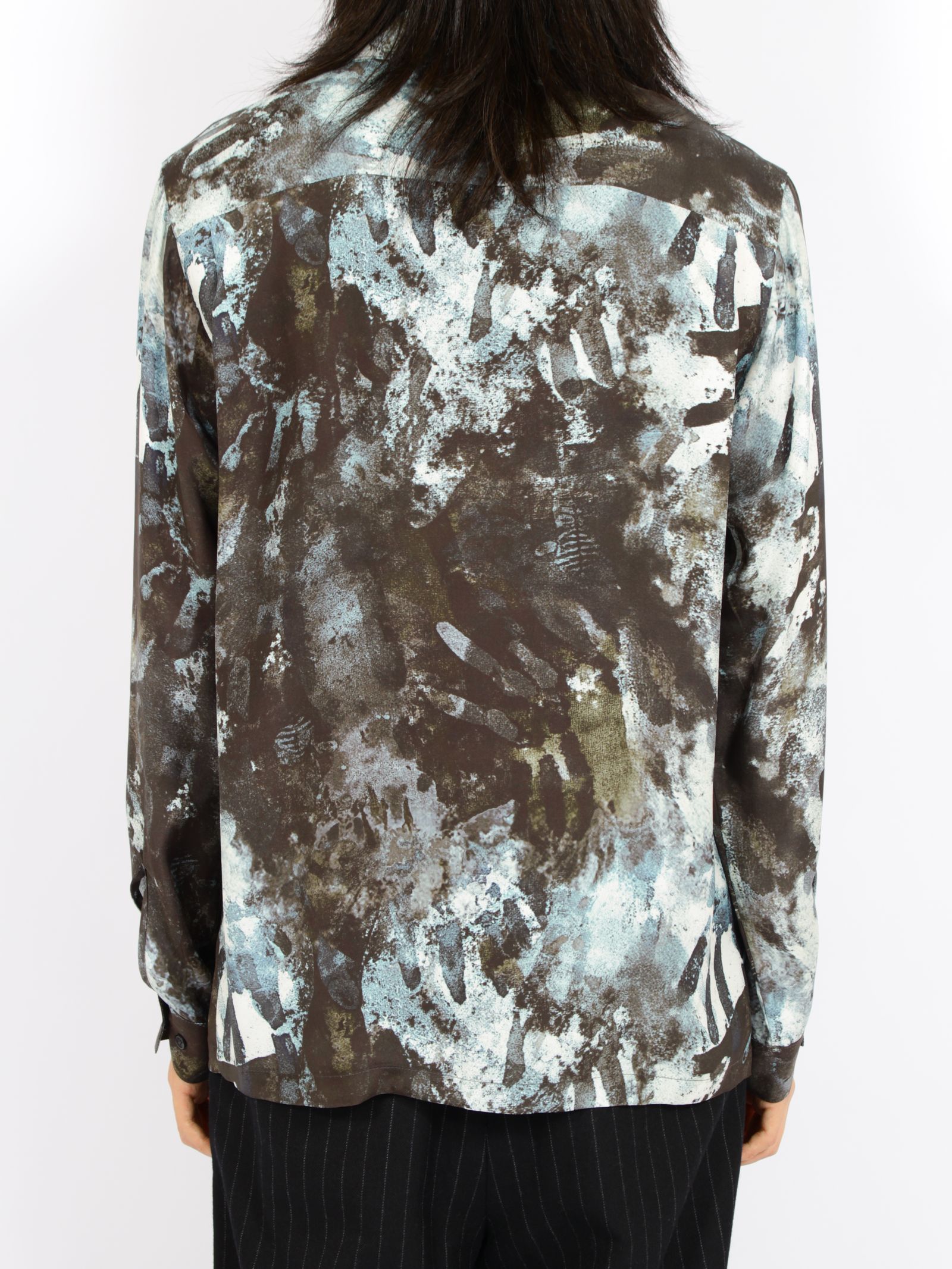 【26AW】ハンド モチーフ シルク シャツ 長袖 / HAND MOTIF SILK SHIRT / ブラック