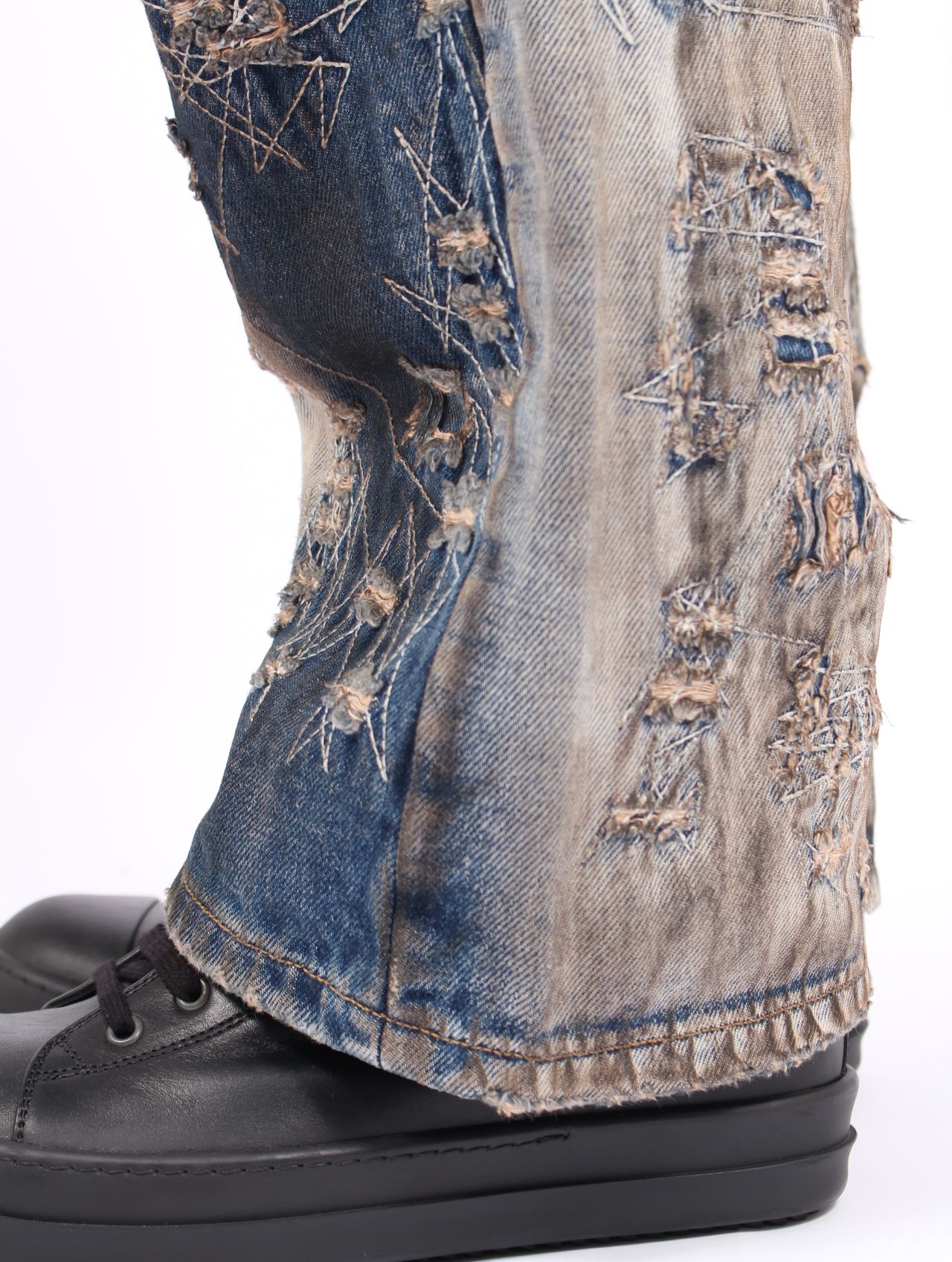 【25AW】ハードウォッシュド ダメージ デニム パンツ / HARD-WASHED DAMAGED DENIM PANTS / ブルー